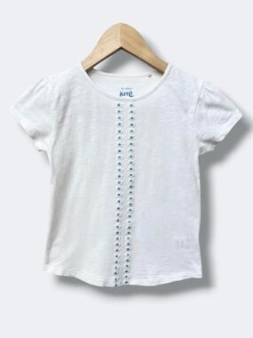 Kite Girls Top Size 8 White Organic Cotton Daisy Trim  Short Sleeve T-Shirt
